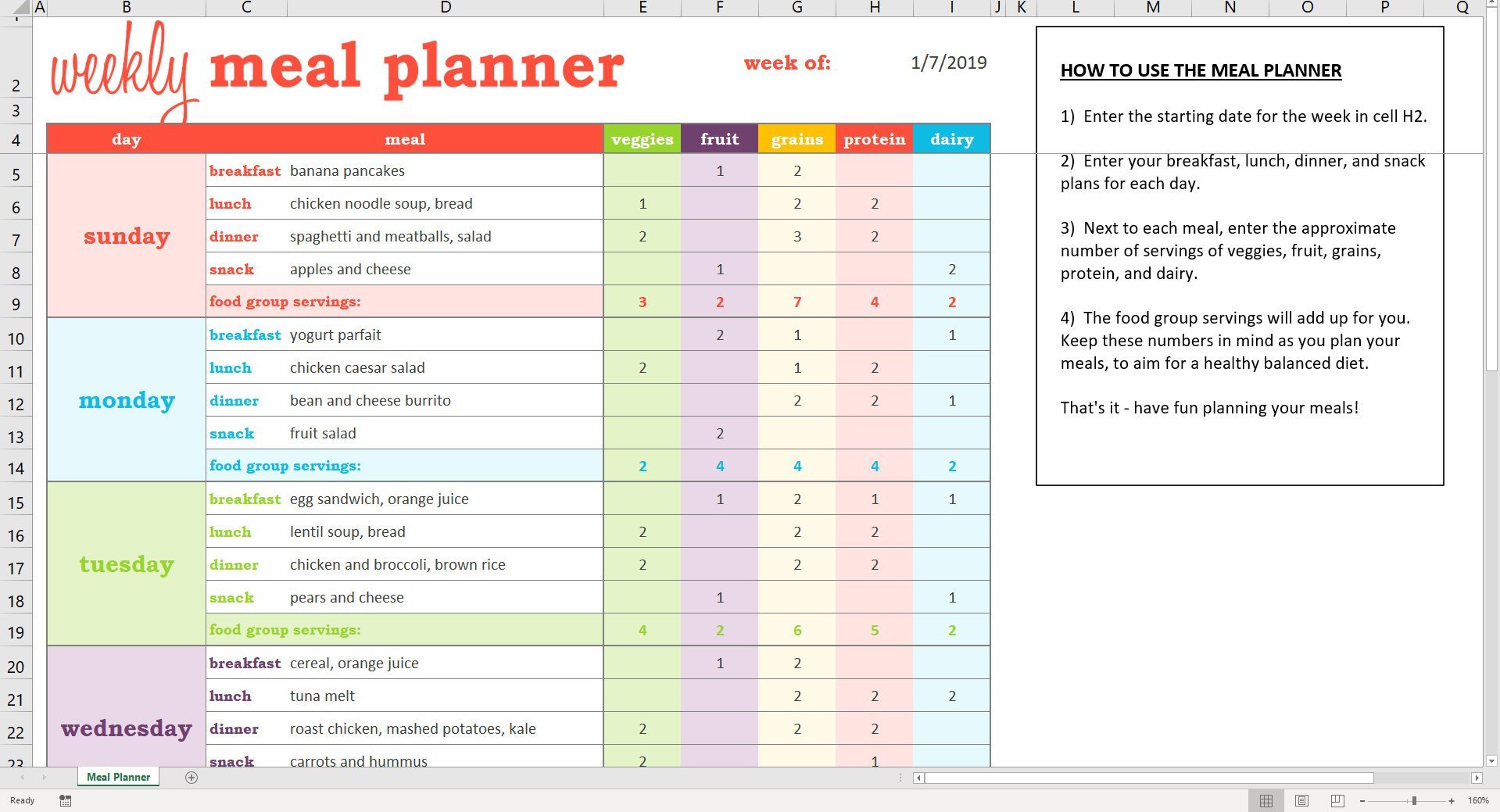 Meal planning template for mac